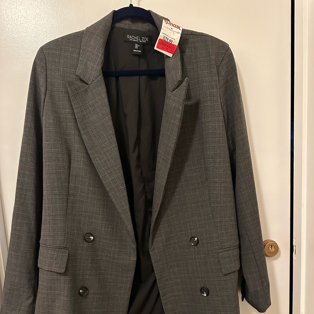NWT Rachel Zoe grey plaid blazer